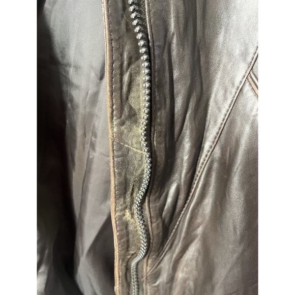 Vtg Jacket Golden Collection By Rafaello Y2K Mens 80s Leather XL Brown Bomber - Picture 3 of 15
